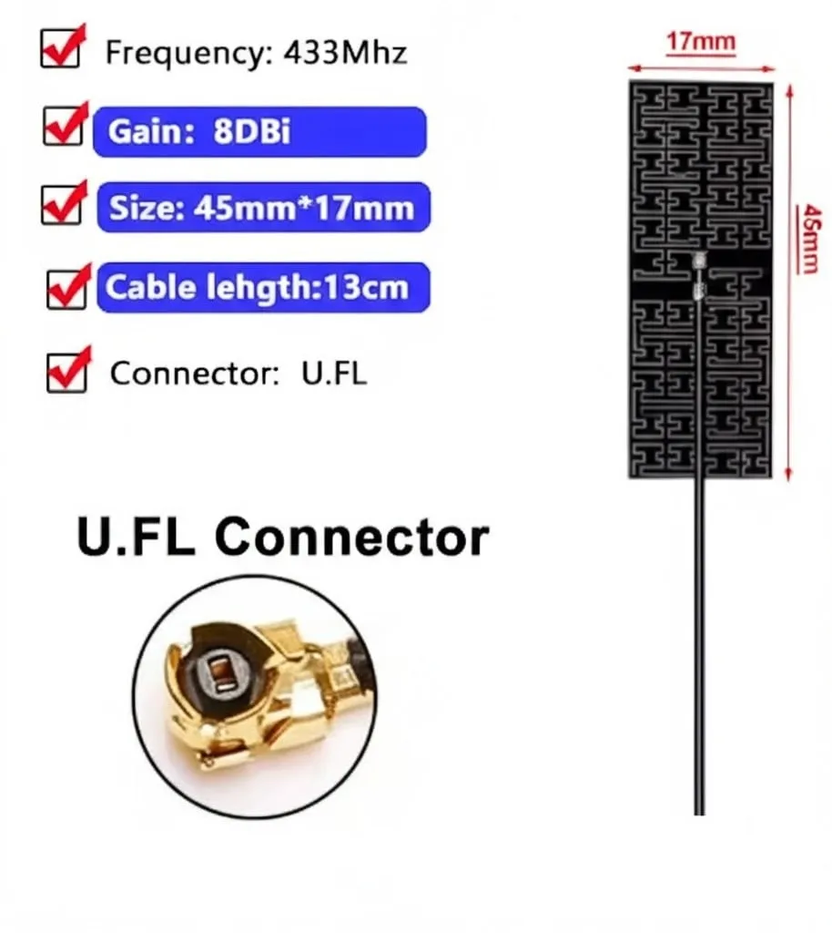 LoRa Anténa 433MHz s IPEX připojením