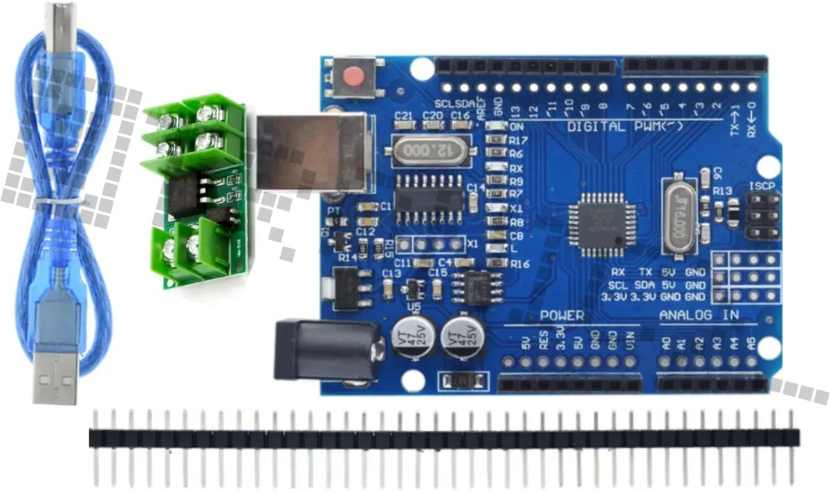Startovací sada pro Arduino Uno R3 s modulem Mosfet a 40dílnou sadou Dupont kabelů (male-male)