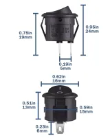 Kolébkový vypínač ZAP/VYP kulatý 15 mm pro vestavbu – 2
