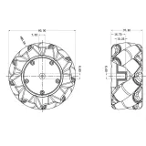Mecanum Kolo /Omnidirekční Kolo - 80MM-A Černé - sada 2 kol (1xL + 1xR) – 3