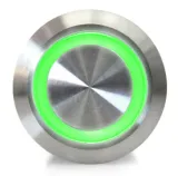 Tlačítko | zap/vyp self lock | 12-24V LED Zelená | nerez | 16mm – 1