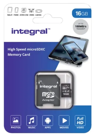 Integral 16GB V10 High Speed microSDHC karta Class 10 - 100MB/s SD adaptér