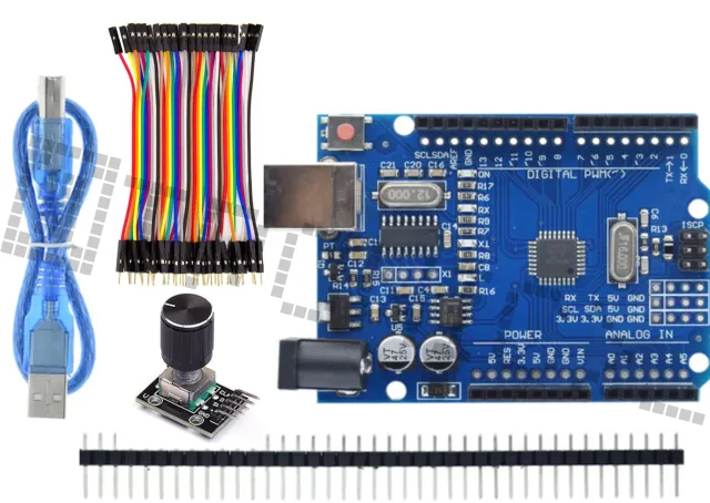 Startovací sada pro Arduino s Rotary Encoderem a 40dílnou sadou Dupont kabelů