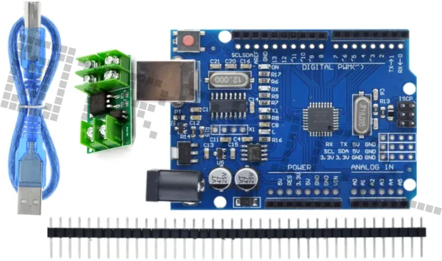 Startovací sada pro Arduino Uno R3 s modulem Mosfet a 40dílnou sadou Dupont kabelů (male-male)