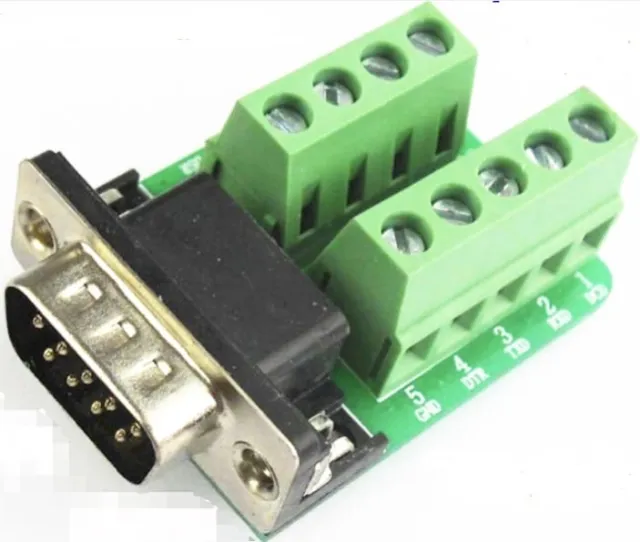 DB9 samec 9Pin Plug Breakout svorkovnicová deska - RS232