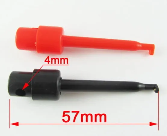 Testovací klip s pružným háčkem pro PCB SMD IC  57mm  - Červený