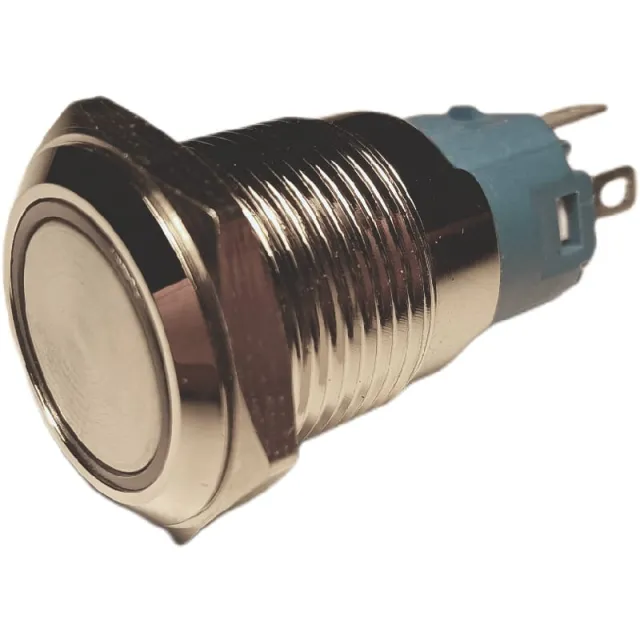 Tlačítko | Momentové - puls | 12V LED Bílá | RVS | 16mm