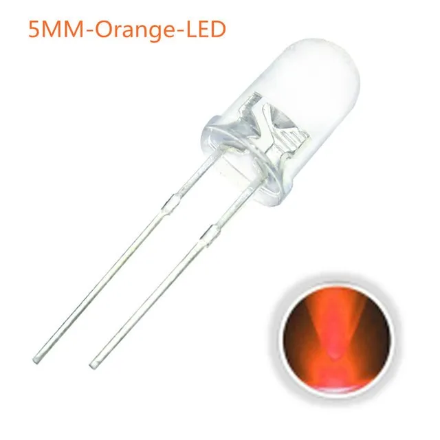 10x LED dioda průhledná 5mm oranžová 2V