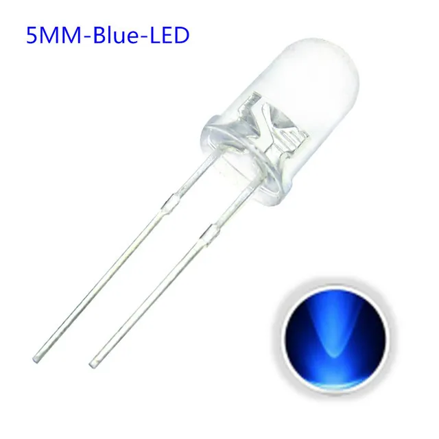 10x LED dioda průhledná 5mm modrá 3V