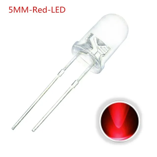 10x LED dioda průhledná 5mm červená 2V