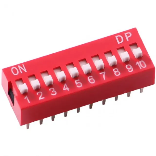 10pinový dip přepínač 2,54 mm