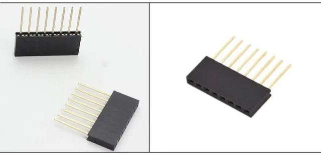 2,54 mm pitch 8pinový jednoradový přímý samičí pin header konektor - stohovatelný