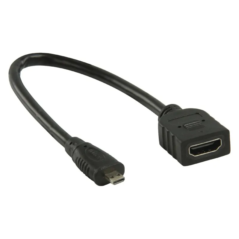 Micro-HDMI na HDMI zásuvkový konektor černý 0,2m