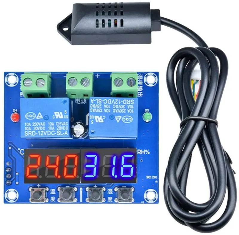 Spínač duálního relé pro teplotu a vlhkost 12V