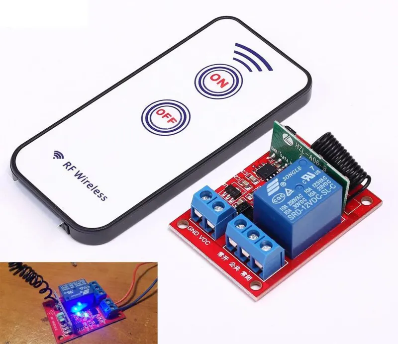 Bezdrátový reléový modul vč. dálkového ovládání - 12V, 1 kanál, 433Mhz RF