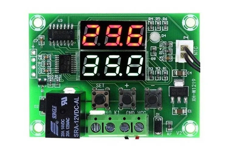 Digitální termostatické relé se 2 displeji (červený a modrý) XH-W1219