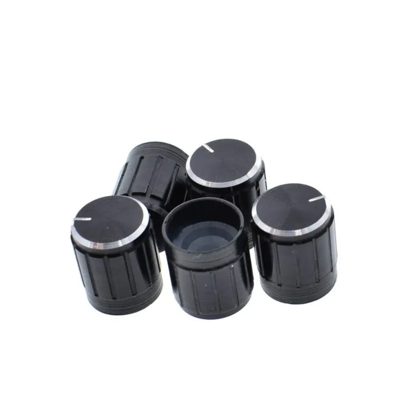 Hliníkový kryt pro otočný přepínač / potenciometr (vnitřní průměr: 6mm, vnější 15mmx17mm) - černý